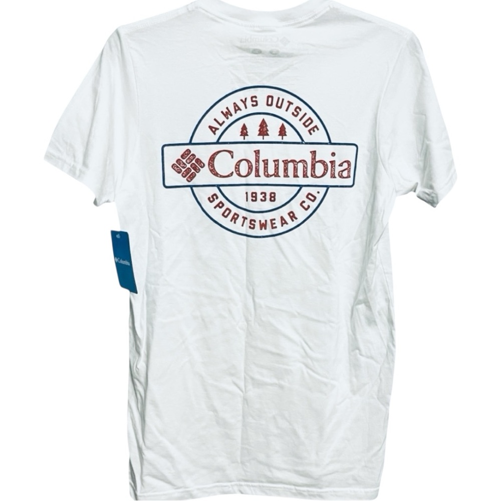 Mens Columbia Sportswear Company T-Shirt SM Columbia tshirt tee white red blue - Picture 4 of 10